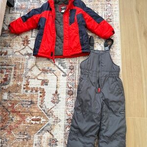 Oshkosh Red and Gray Winter Jacket and Snow Pants Set Ski clothes set